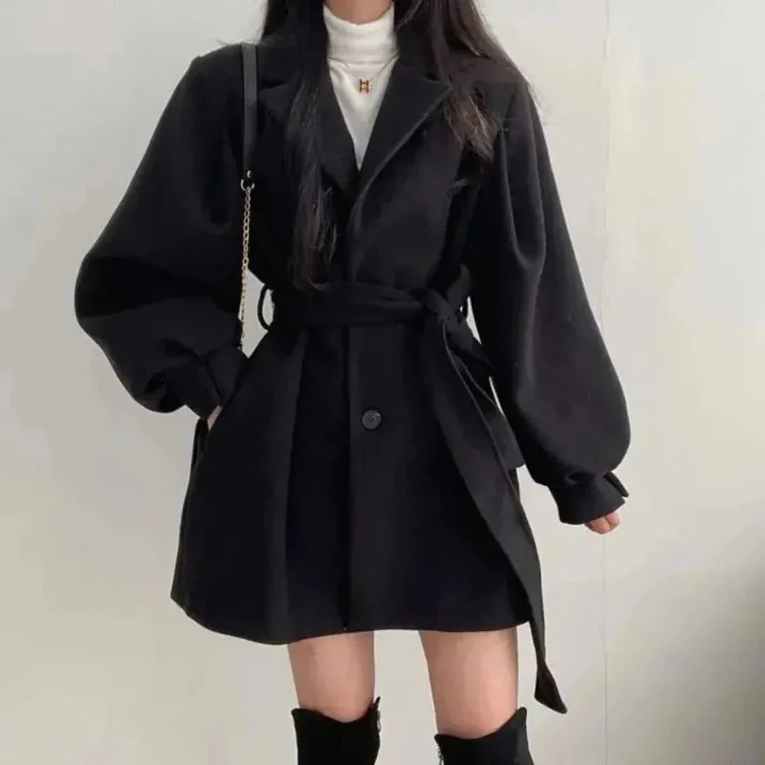 Charlotte | Women's Notch-Lapel Coat | Belted Waist · PNY