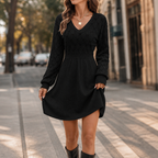 Charlotte | Women's V-Neck Sweater Dress | Pointelle Knit · PNY