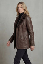 Charlotte | Women's Zip-Up Leather Jacket | Shearling Collar · PNY