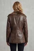 Charlotte | Women's Zip-Up Leather Jacket | Shearling Collar · PNY