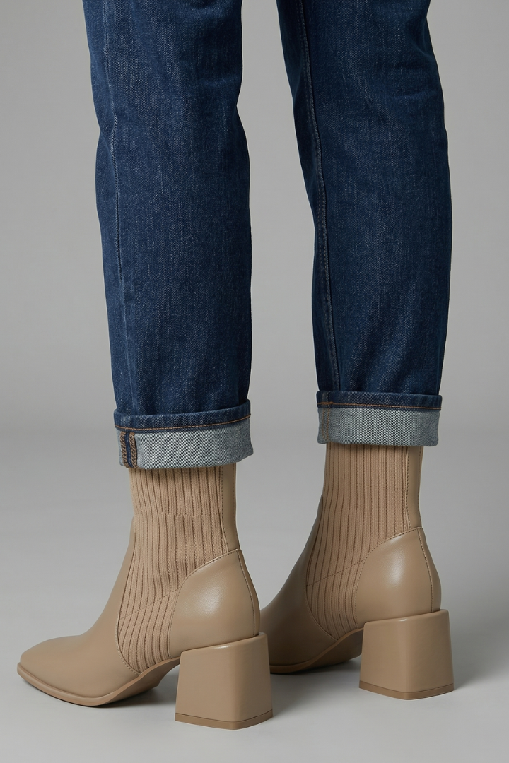 Chloe | Women's Block-Heel Boots | Ribbed Knit · PNY