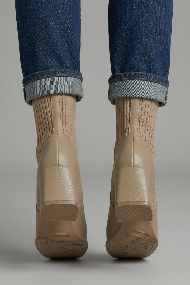 Chloe | Women's Block-Heel Boots | Ribbed Knit · PNY