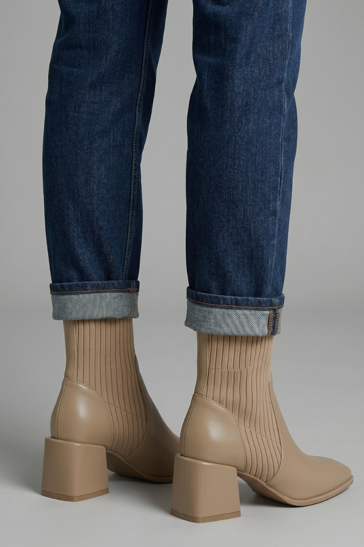 Chloe | Women's Block-Heel Boots | Ribbed Knit · PNY