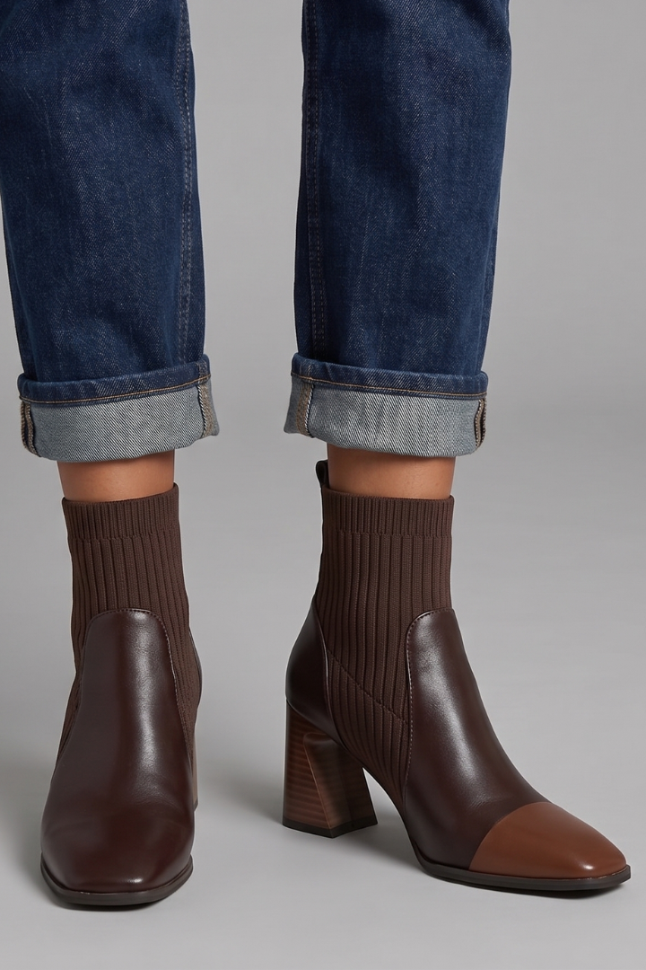 Chloe | Women's Block-Heel Boots | Ribbed Knit · PNY