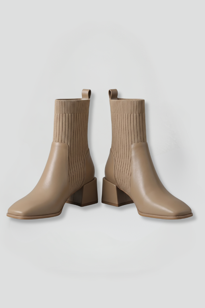Chloe | Women's Block-Heel Boots | Ribbed Knit · PNY