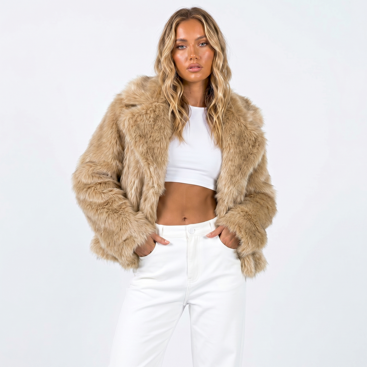 Chloe | Women's Cropped Jacket | Faux Fur · PNY