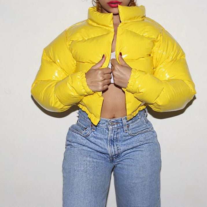 Chloe | Women's Cropped Puffer Jacket | Glossy Finish · PNY