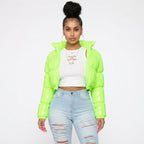 Chloe | Women's Cropped Puffer Jacket | Glossy Finish · PNY