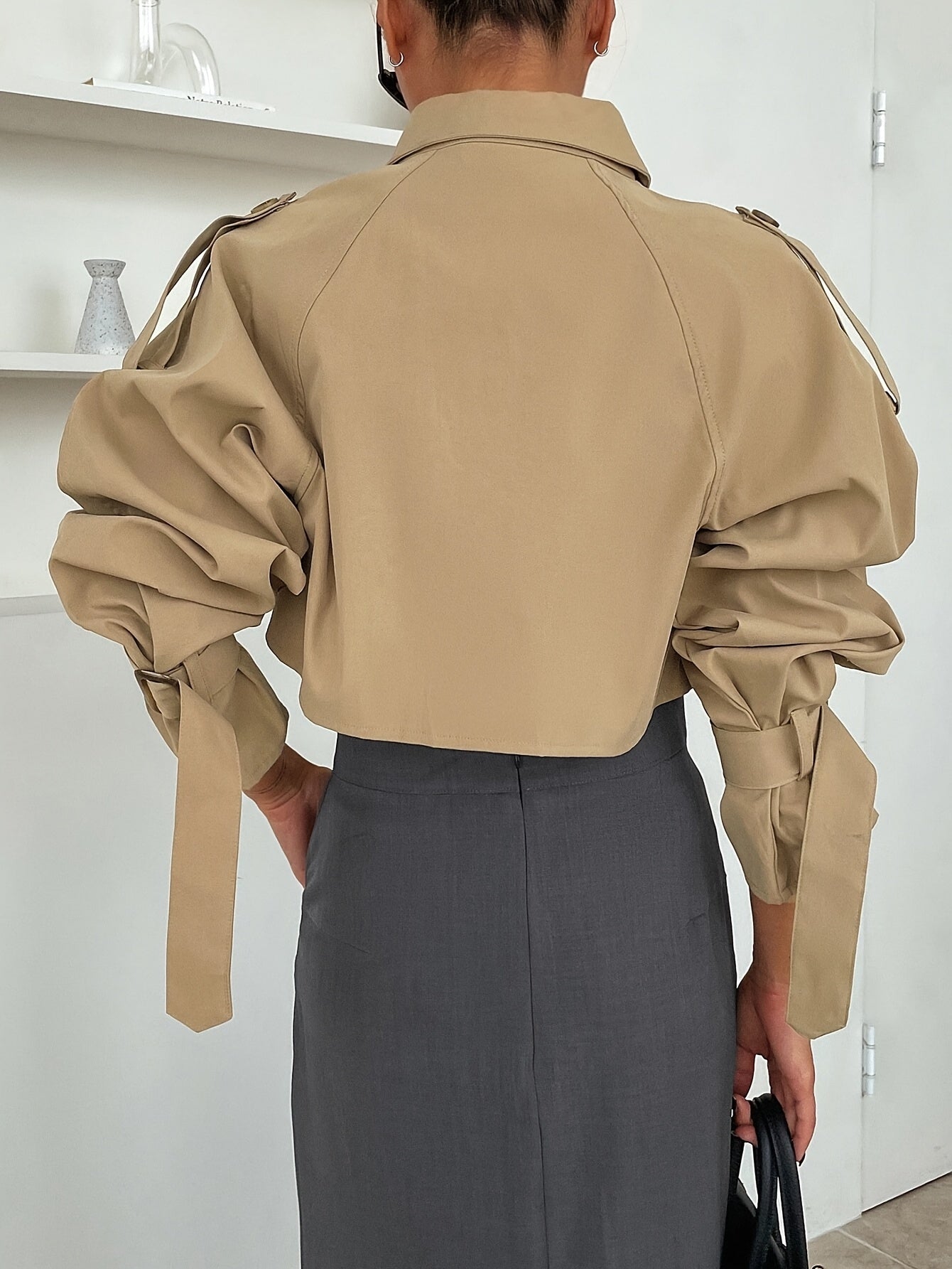 Chloe | Women's Cropped Trench Jacket | Belted Cuffs · PNY