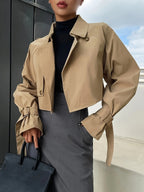 Chloe | Women's Cropped Trench Jacket | Belted Cuffs · PNY