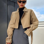 Chloe | Women's Cropped Trench Jacket | Belted Cuffs · PNY