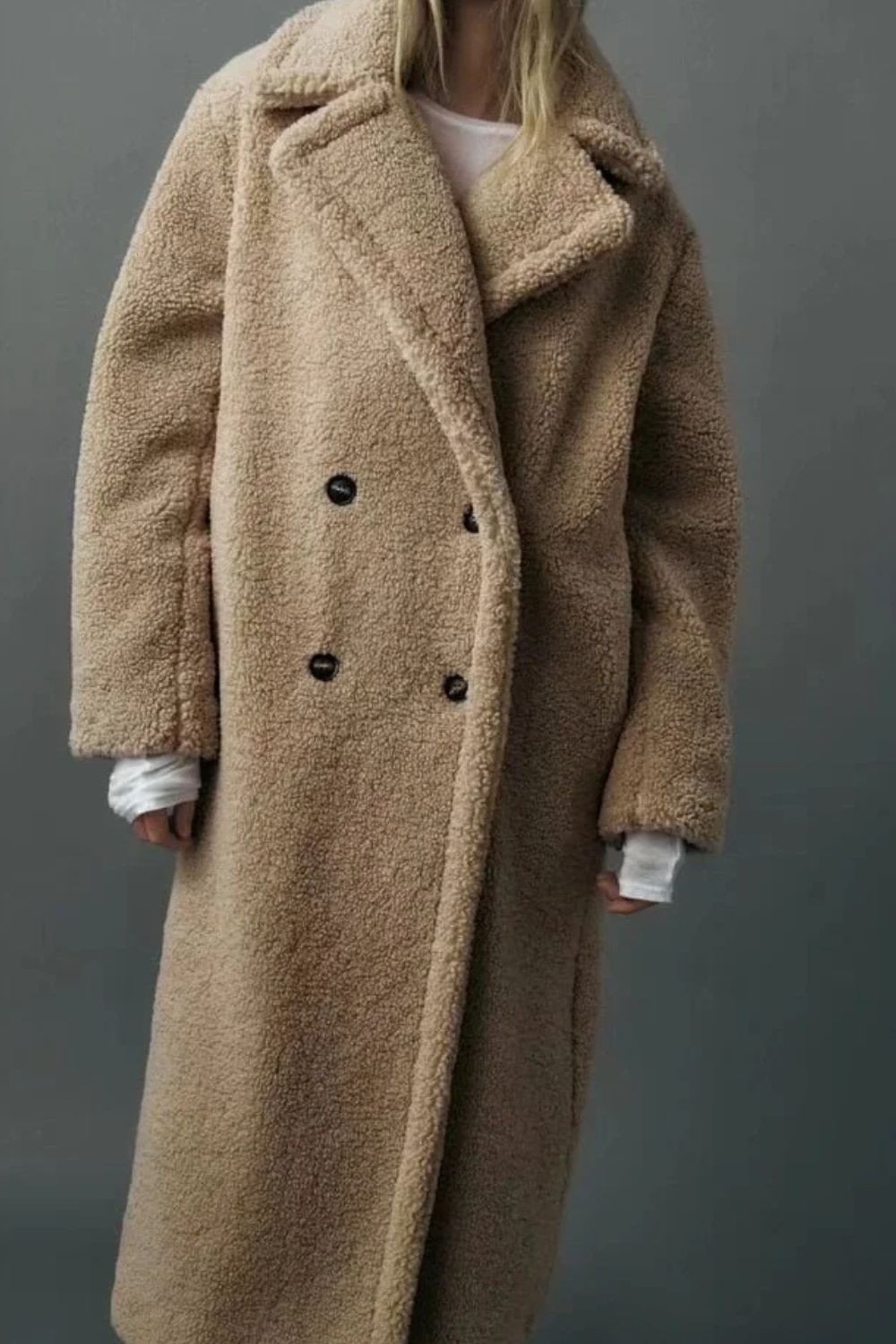 Chloe | Women's Longline Teddy Coat | Double-Breasted · PNY