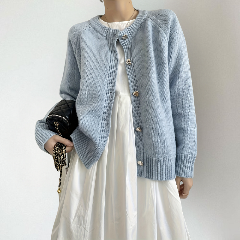 Claire | Women's Crewneck Cardigan | Button-Front · PNY