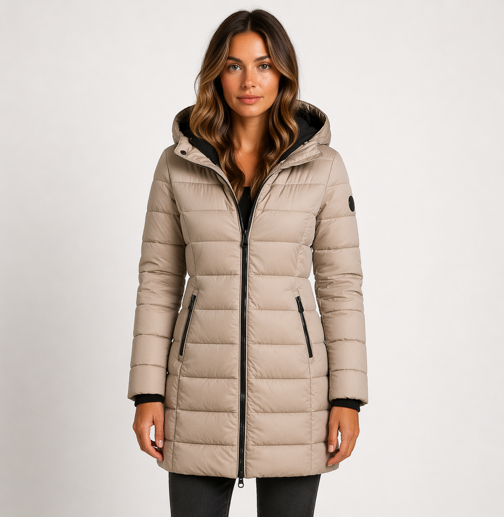 Claire | Women's Longline Puffer Jacket | Hooded · PNY