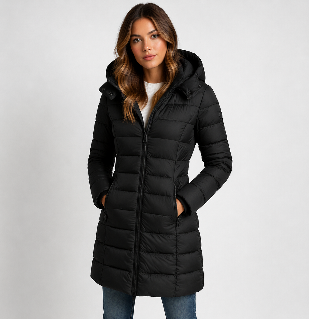 Claire | Women's Longline Puffer Jacket | Hooded · PNY