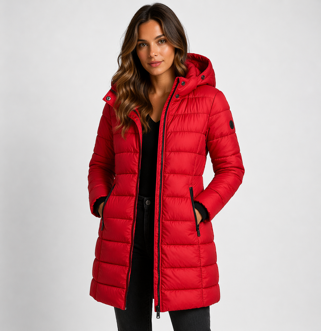 Claire | Women's Longline Puffer Jacket | Hooded · PNY
