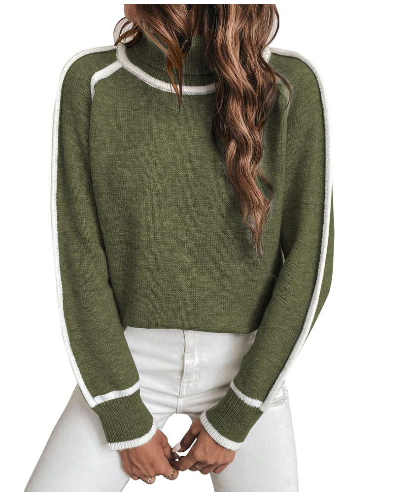 Claire | Women's Turtleneck Sweater | Contrast Trim · PNY