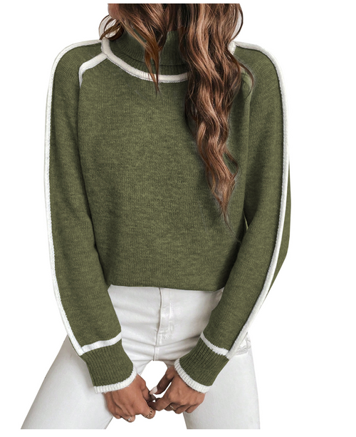 Claire | Women's Turtleneck Sweater | Contrast Trim · PNY