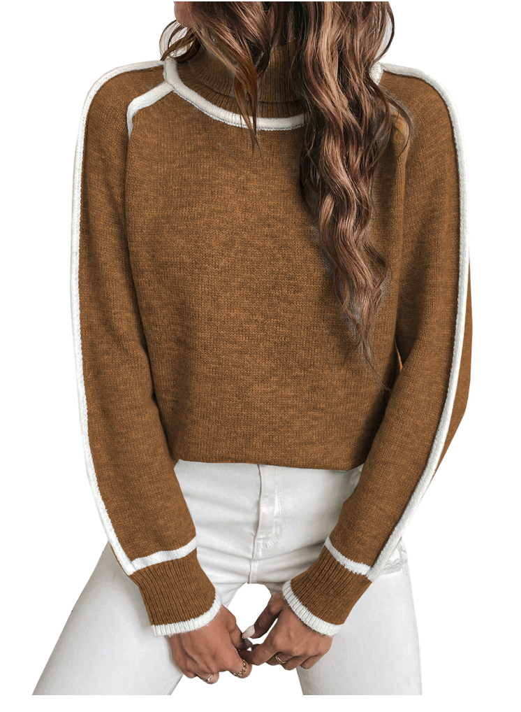 Claire | Women's Turtleneck Sweater | Contrast Trim · PNY