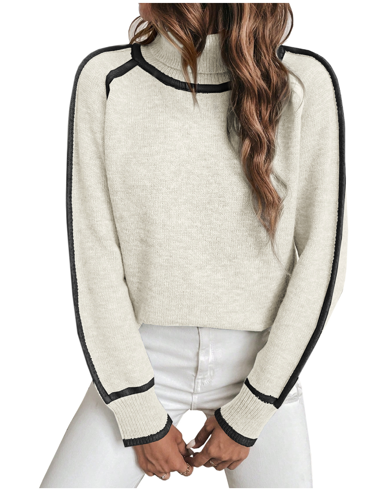 Claire | Women's Turtleneck Sweater | Contrast Trim · PNY