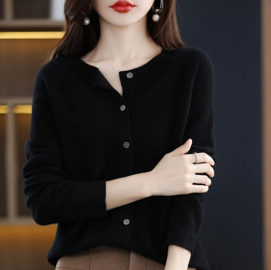 Clara | Women's Crewneck Cardigan | Button-Front · PNY