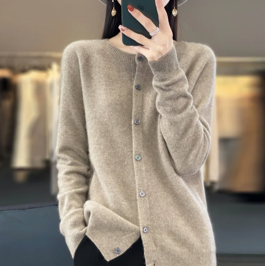 Clara | Women's Crewneck Cardigan | Button-Front · PNY