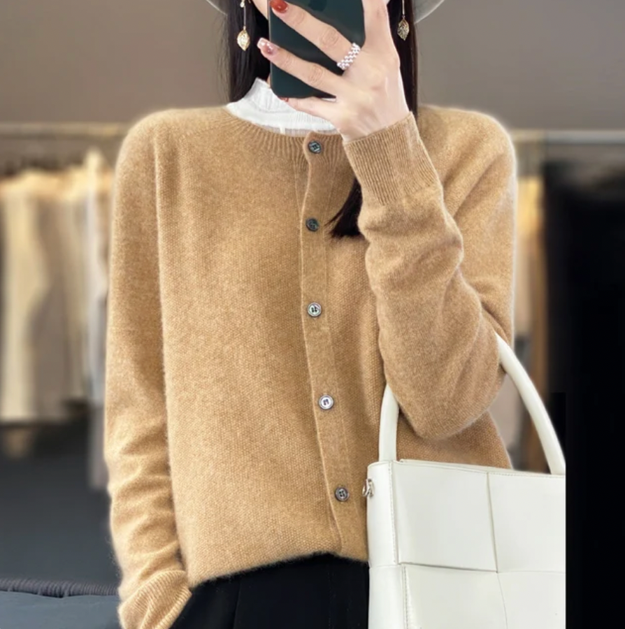 Clara | Women's Crewneck Cardigan | Button-Front · PNY