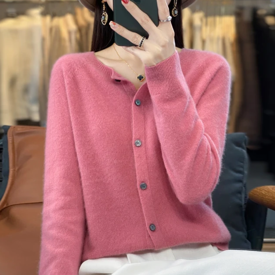 Clara | Women's Crewneck Cardigan | Button-Front · PNY