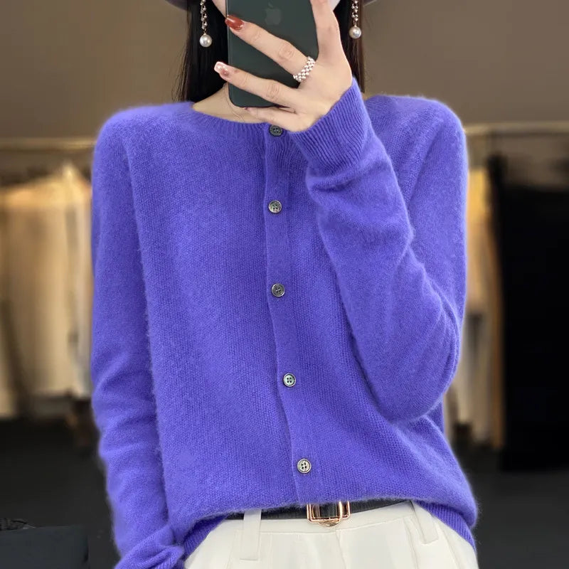 Clara | Women's Crewneck Cardigan | Button-Front · PNY