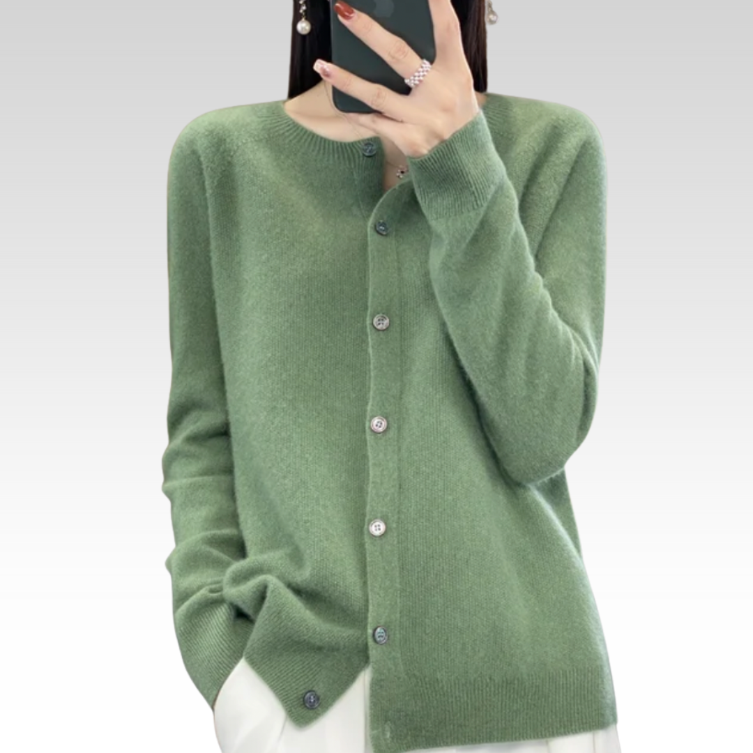 Clara | Women's Crewneck Cardigan | Button-Front · PNY