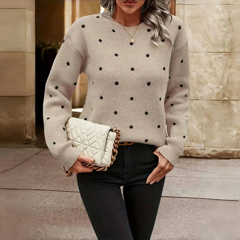 Clara | Women's Crewneck Sweater | Polka Dot · PNY