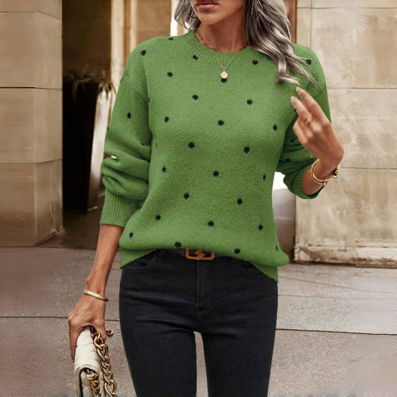 Clara | Women's Crewneck Sweater | Polka Dot · PNY
