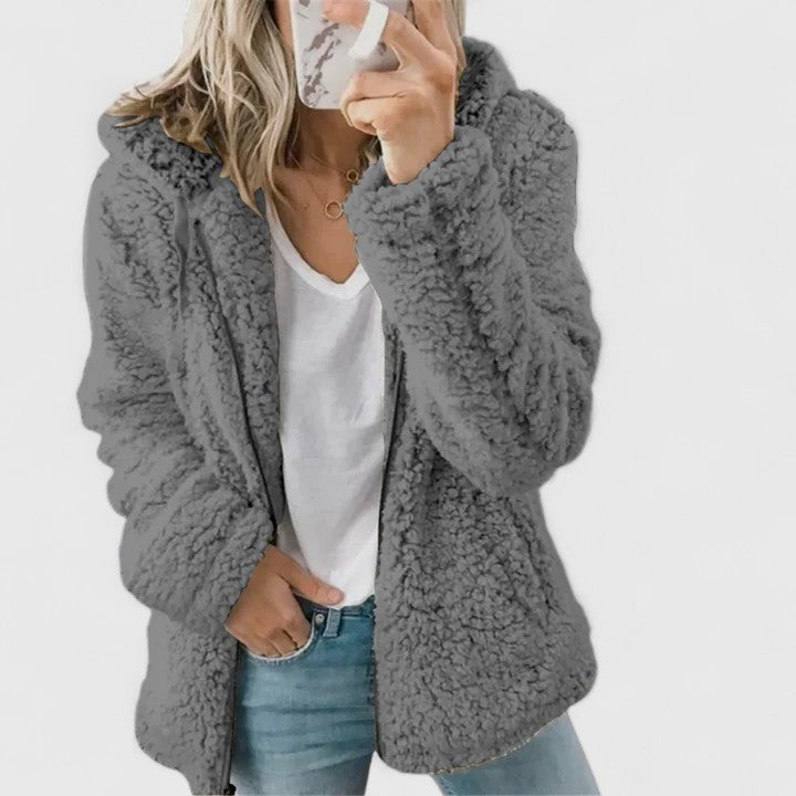 Clara | Women's Hooded Jacket | Teddy Fleece · PNY