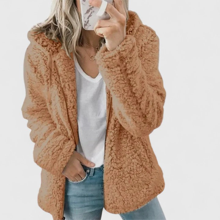 Clara | Women's Hooded Jacket | Teddy Fleece · PNY