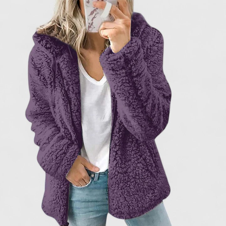 Clara | Women's Hooded Jacket | Teddy Fleece · PNY