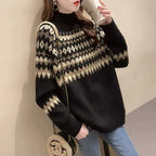 Clara | Women's Mock-Neck Sweater | Fair Isle · PNY