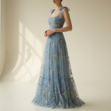 Clara | Women's Sleeveless Maxi Dress | Floral Embroidery