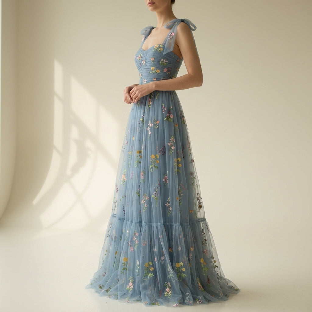 Clara | Women's Sleeveless Maxi Dress | Floral Embroidery · PNY