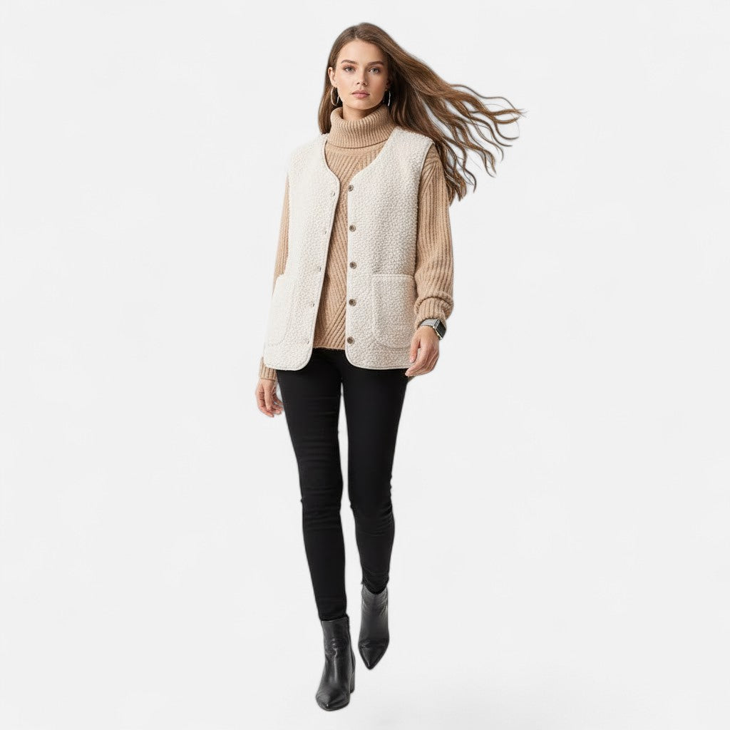 Clara | Women's Sleeveless Vest | Sherpa Fleece · PNY