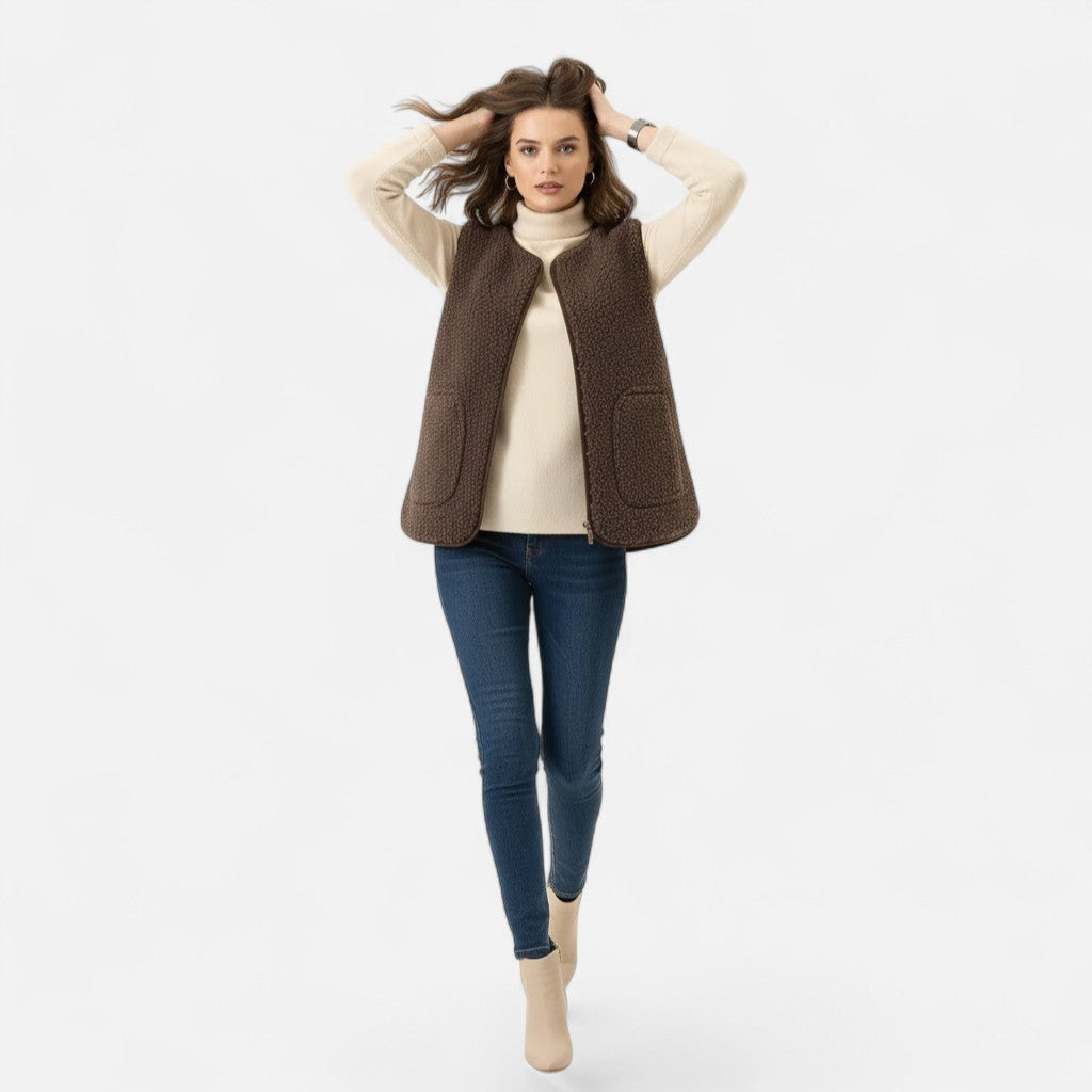 Clara | Women's Sleeveless Vest | Sherpa Fleece · PNY