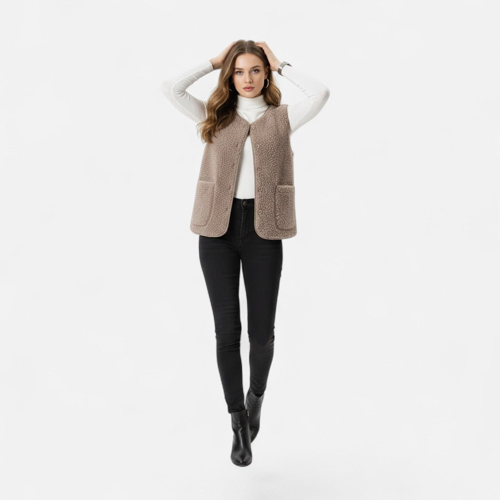 Clara | Women's Sleeveless Vest | Sherpa Fleece · PNY