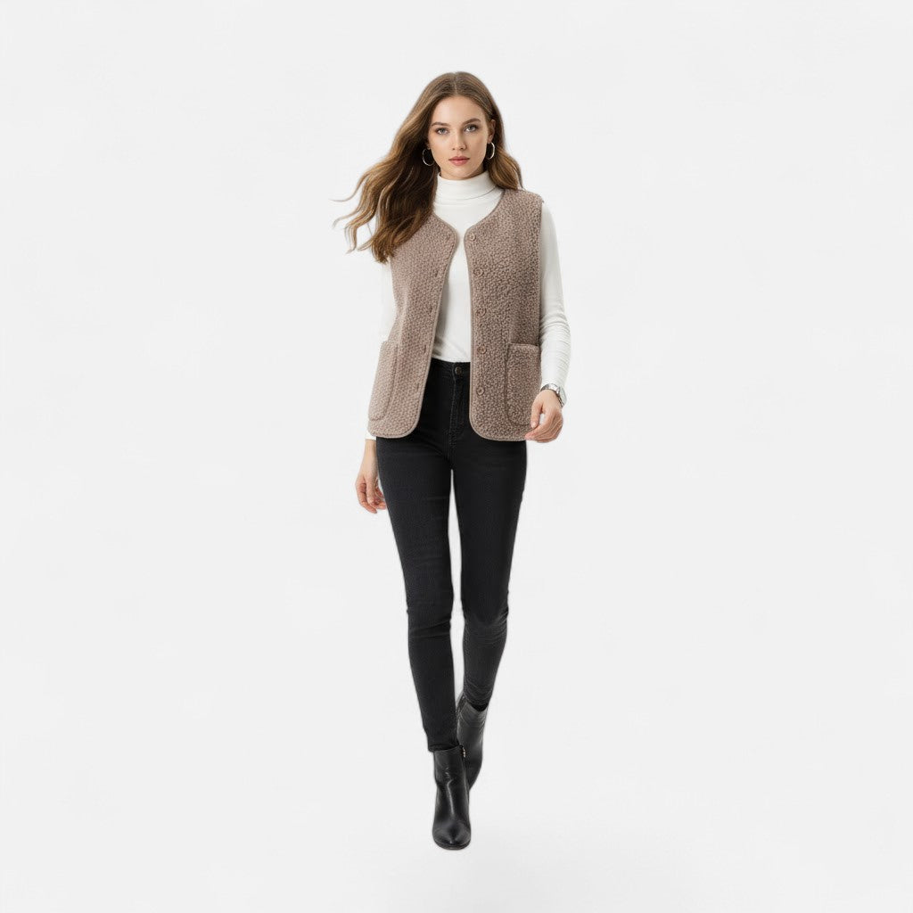 Clara | Women's Sleeveless Vest | Sherpa Fleece · PNY