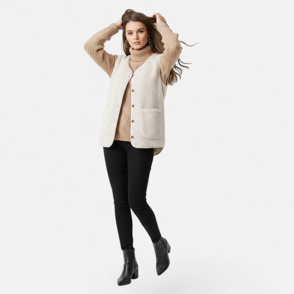 Clara | Women's Sleeveless Vest | Sherpa Fleece · PNY