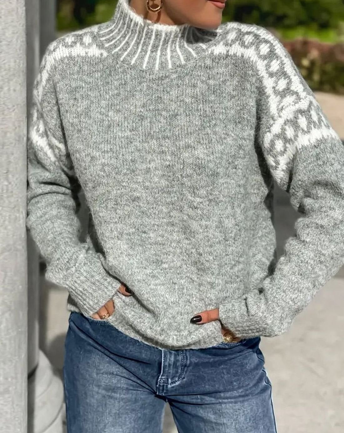 Clara | Women's Turtleneck Sweater | Fair Isle Knit · PNY
