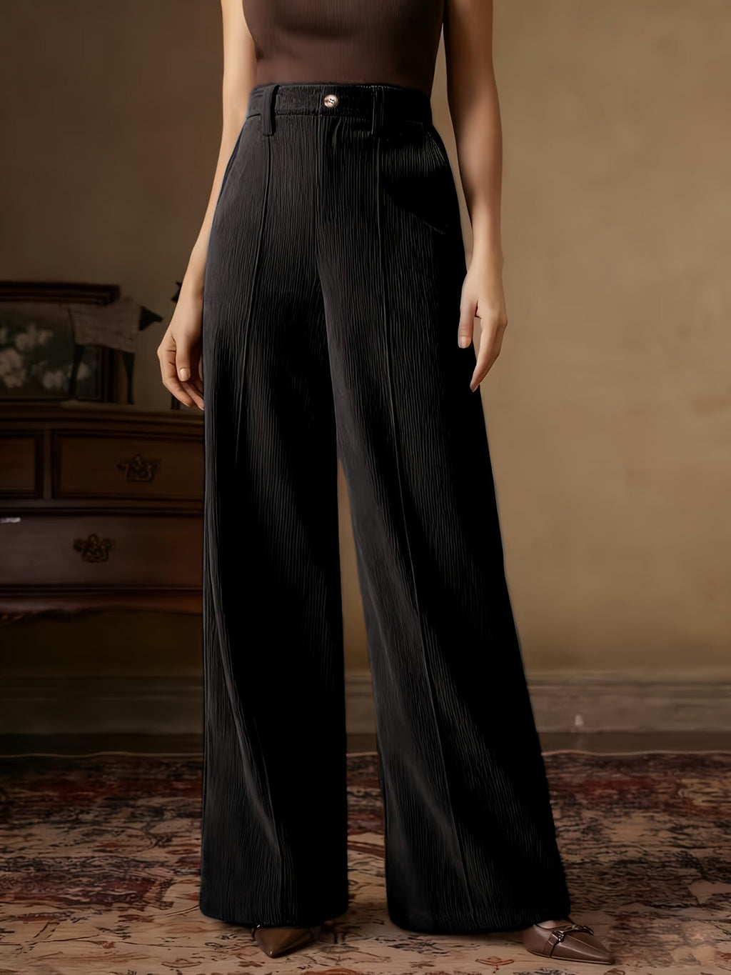 Clara | Women's Wide-Leg Pants | Pleated Texture · PNY