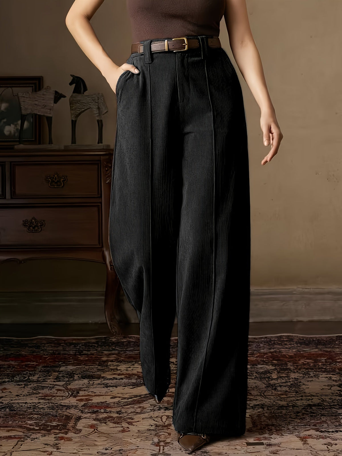 Clara | Women's Wide-Leg Pants | Pleated Texture · PNY