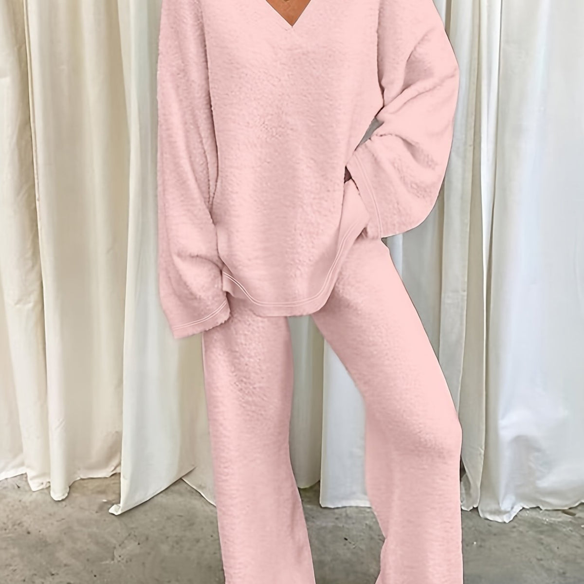 Danielle | Women's V-Neck Loungewear Set | Soft Knit · PNY
