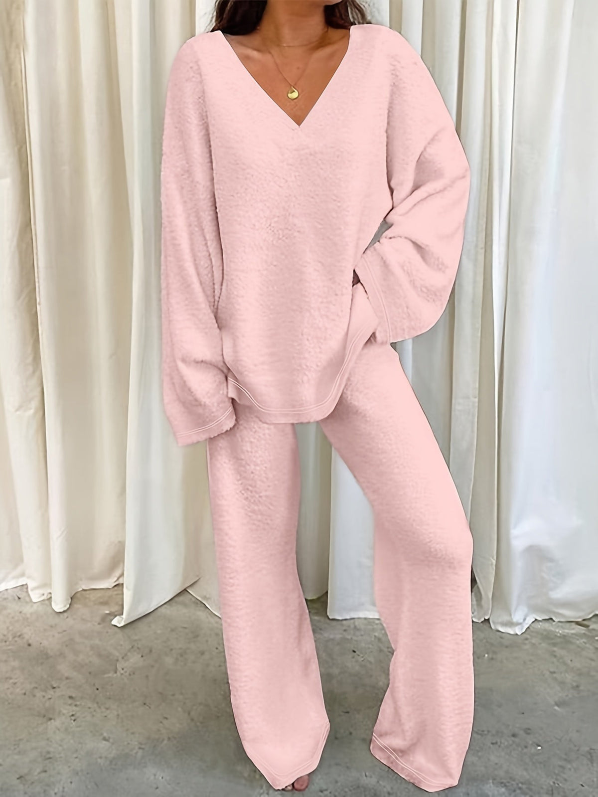 Danielle | Women's V-Neck Loungewear Set | Soft Knit · PNY