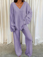Danielle | Women's V-Neck Loungewear Set | Soft Knit · PNY