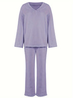 Danielle | Women's V-Neck Loungewear Set | Soft Knit · PNY